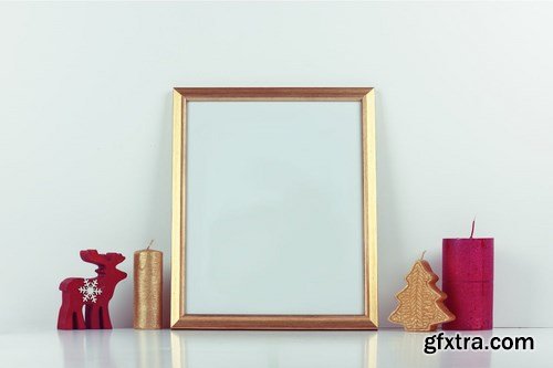 Christmas Gold Picture Frame Mockup