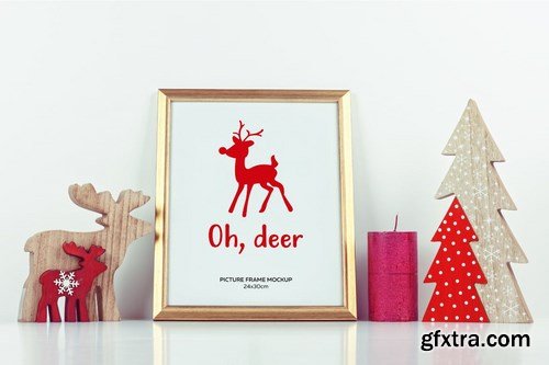 Christmas Gold Picture Frame Mockup