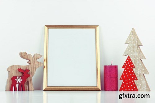 Christmas Gold Picture Frame Mockup