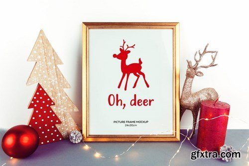 Christmas Gold Picture Frame Mockup