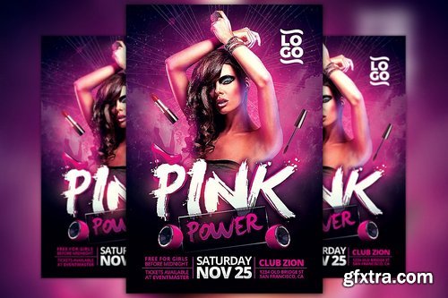 CM - Pink Power Party Flyer Template 2040574