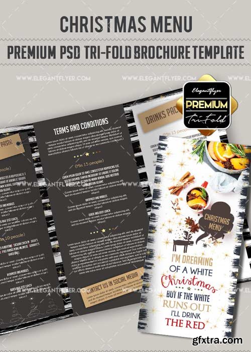 Christmas Menu V29 Premium Tri-Fold PSD Brochure Template