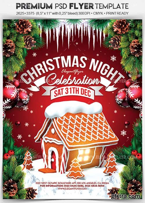 Christmas Night Celebration V46 2017 Flyer PSD Template + Facebook Cover