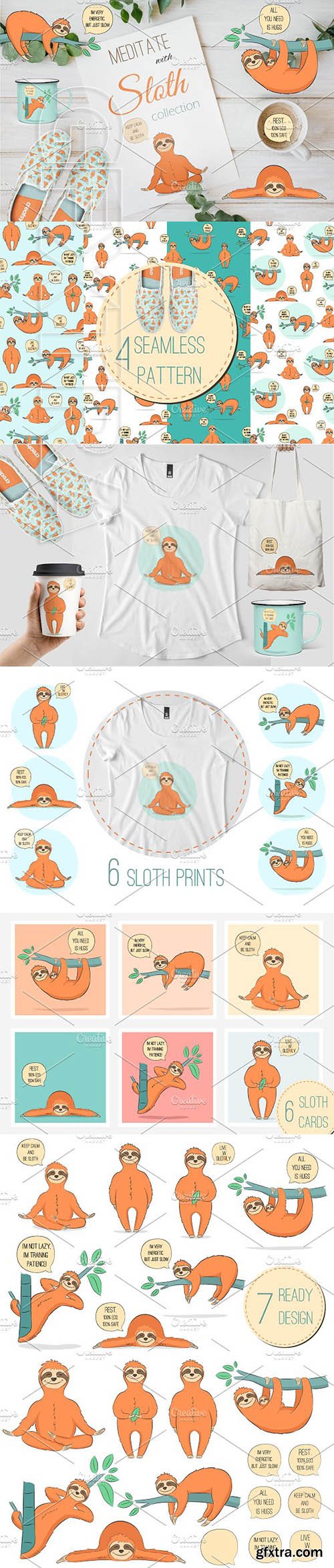 CreativeMarket - Cute sloth collection 2020159