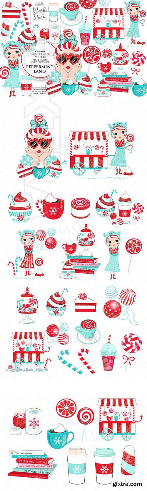 CreativeMarket - PEPPERMINT LAND clipart 2019872