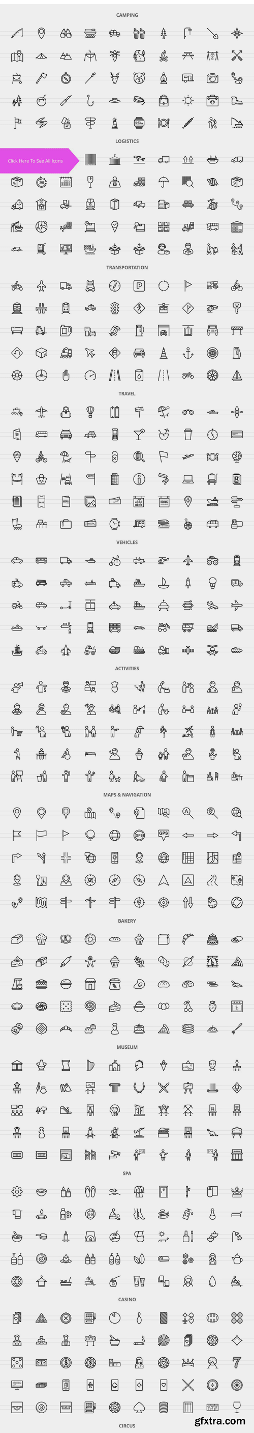 CM - 1240 Food & Travelling Line Icons 2037447