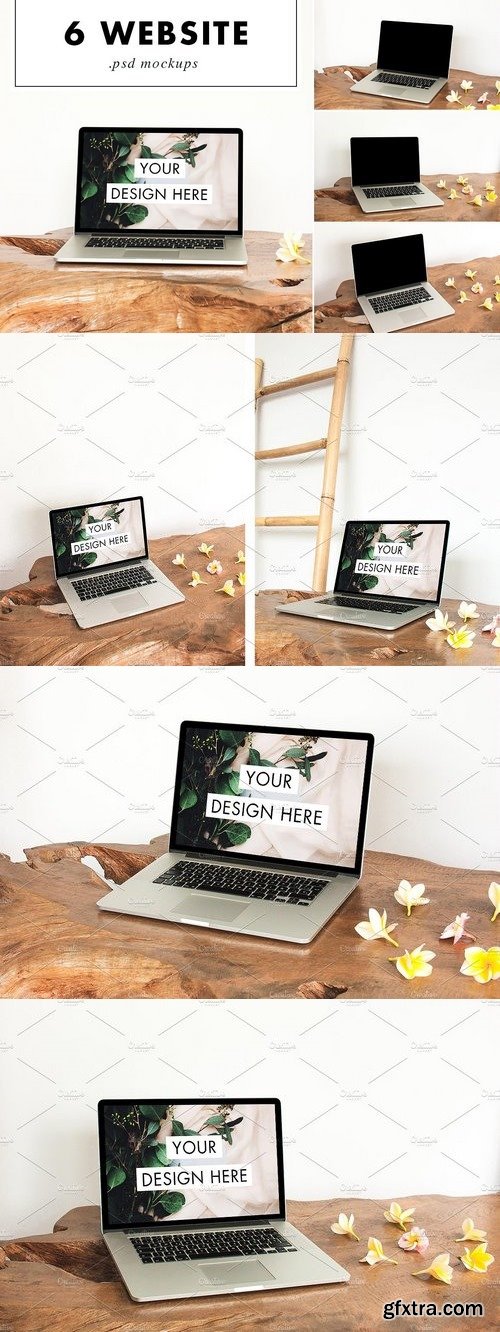 CM - Mac Laptop Mockup PSD Wood Desk 1468249