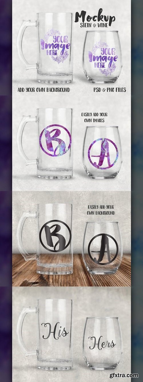 CM - Wine Glass and Beer Stein Mockup 1467720