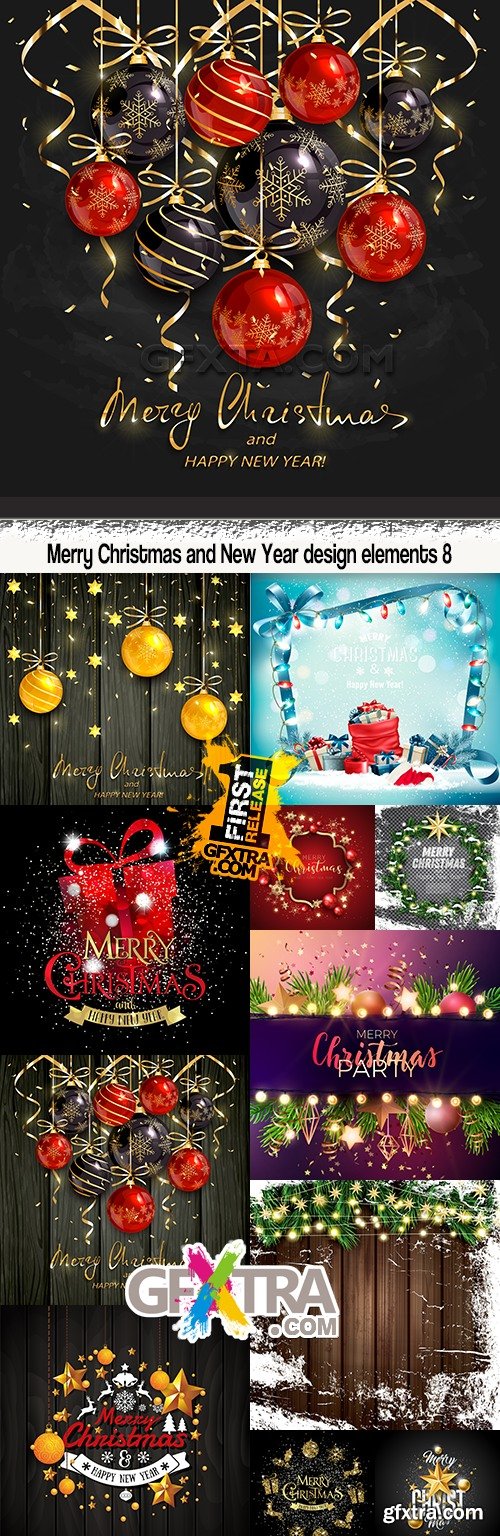 Merry Christmas and New Year design elements 8