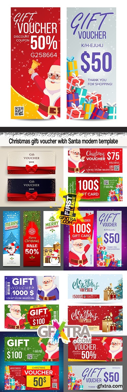 Christmas gift voucher with Santa modern template