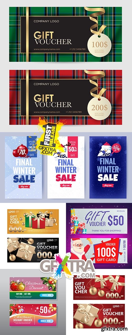 Christmas gift voucher with Santa modern template