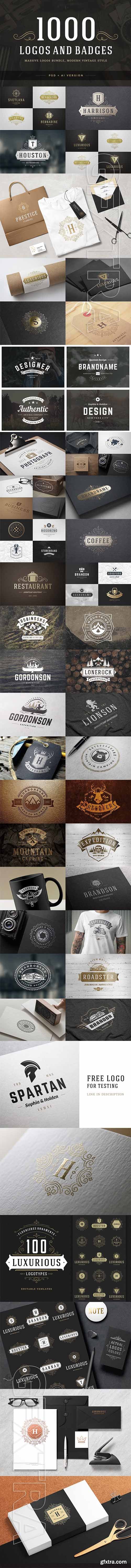 CreativeMarket - 1000 Logos and Badges Bundle 2095779