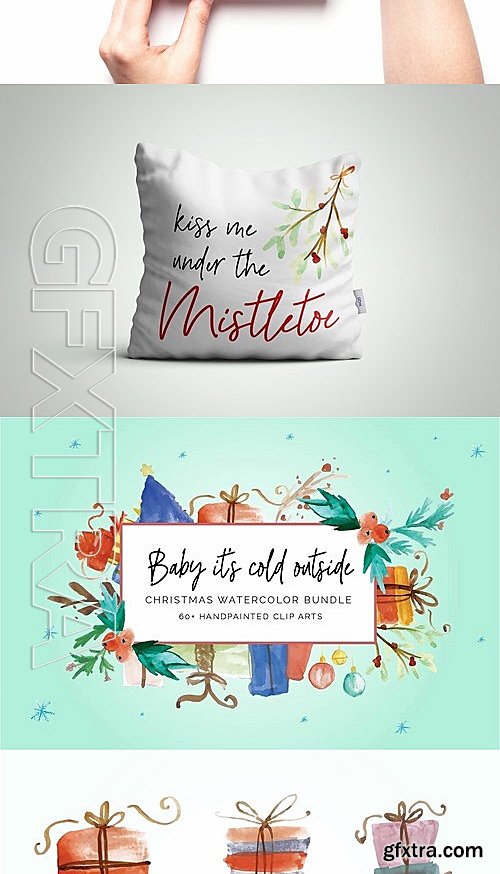 CM - Christmas Watercolor 60+ Bundle 2073404