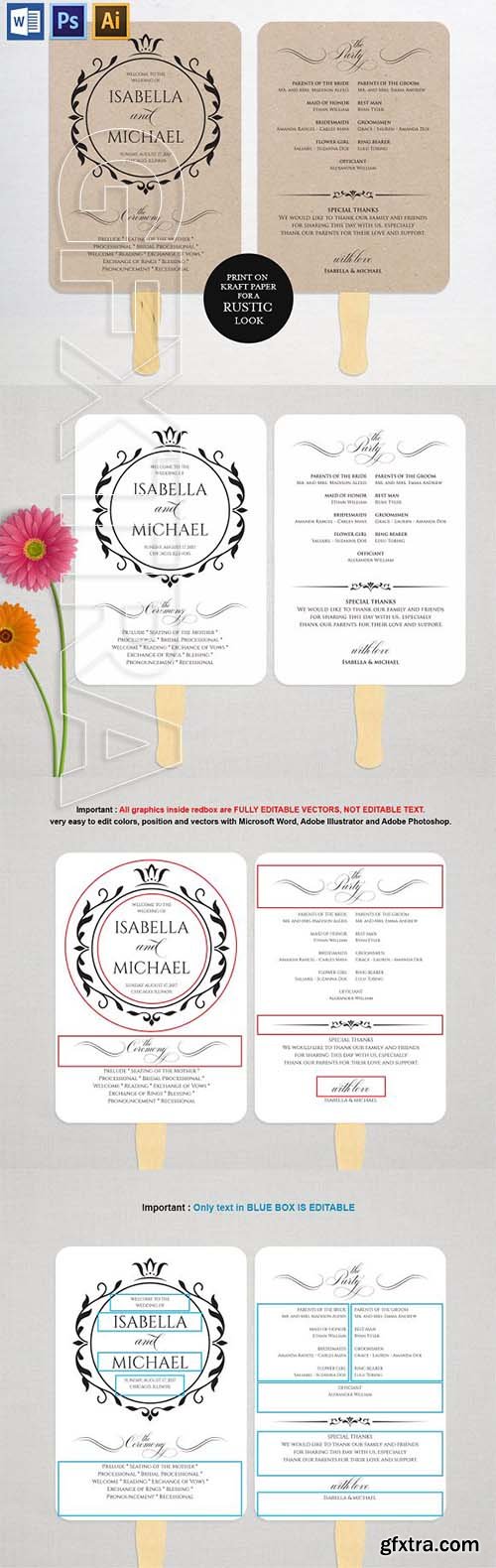 CreativeMarket - Wedding Program Fan MSW379 2095731