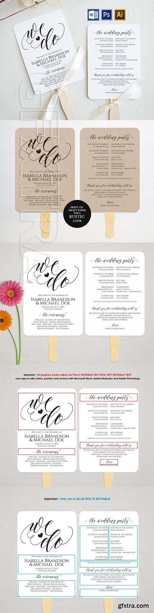 CreativeMarket - Wedding Program Fan MSW378 2095722