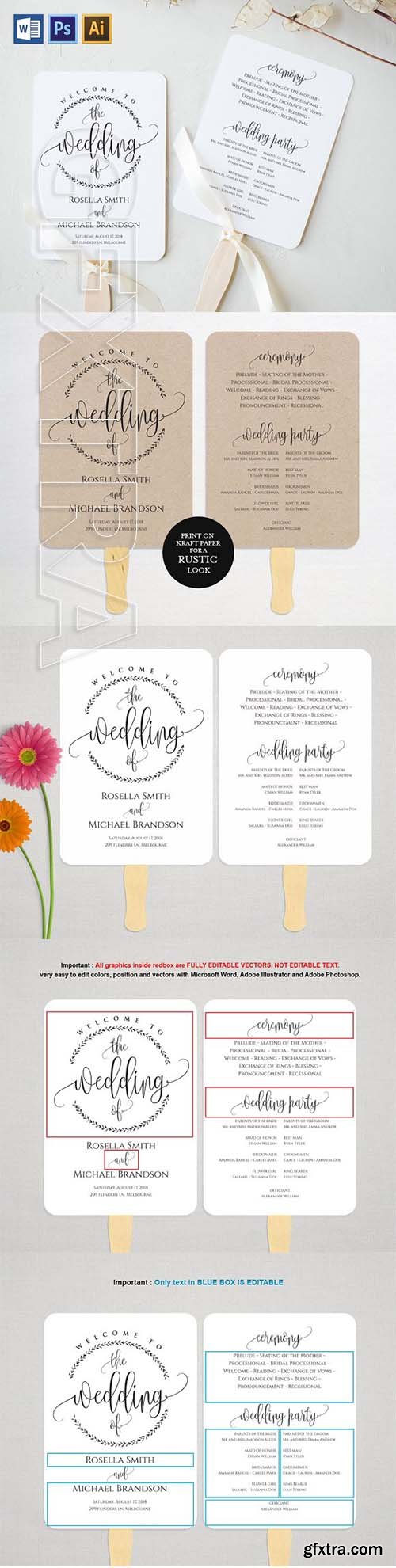 CreativeMarket - Wedding Program Fan MSW380 2095740