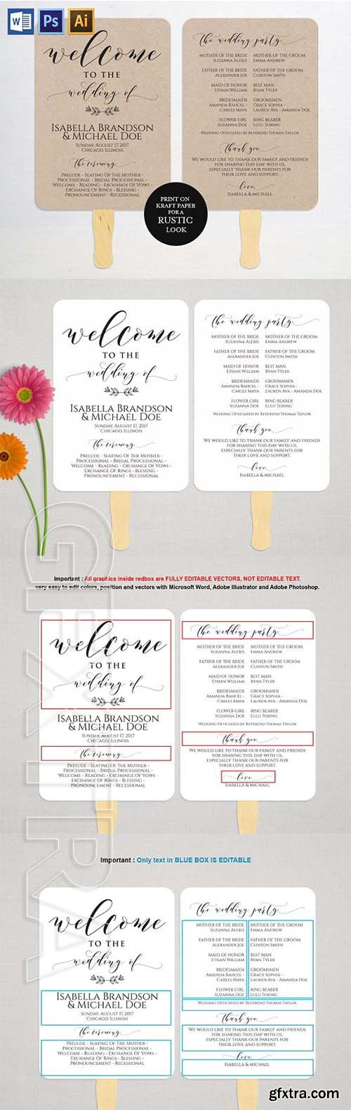 CreativeMarket - Wedding Program Fan MSW383 2095756