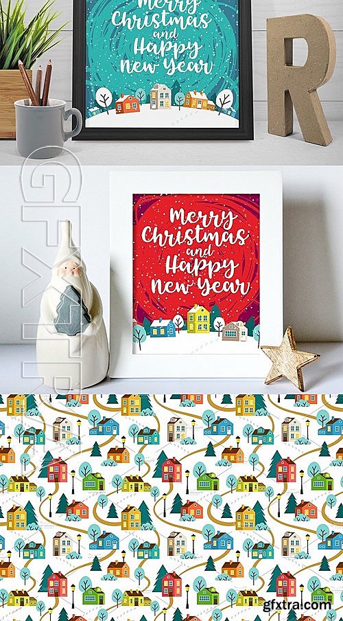 CM - Greeting Christmas cards and pattern 2089493