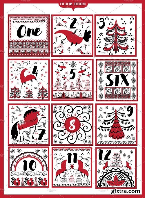 CreativeMarket Mezen Folk Art Elements Design Set 1998704