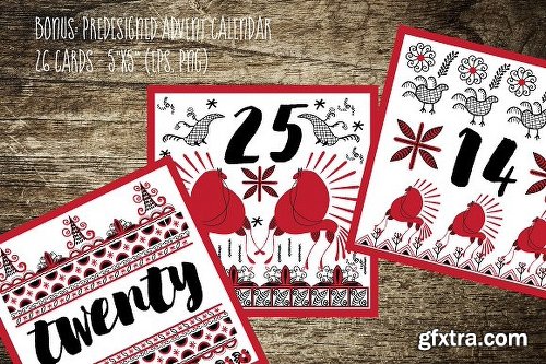 CreativeMarket Mezen Folk Art Elements Design Set 1998704