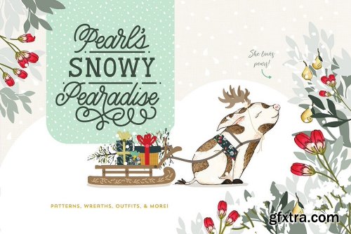 CreativeMarket Pearl's Snowy Pearadise Holiday Kit 1945938