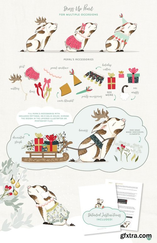 CreativeMarket Pearl's Snowy Pearadise Holiday Kit 1945938