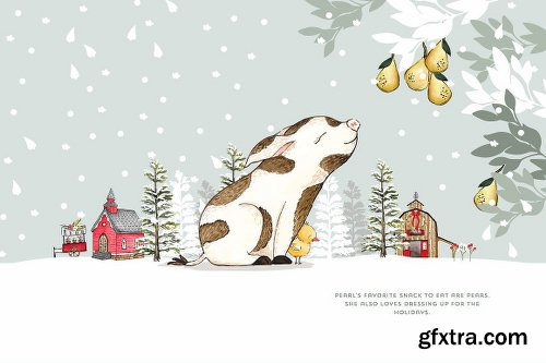 CreativeMarket Pearl's Snowy Pearadise Holiday Kit 1945938