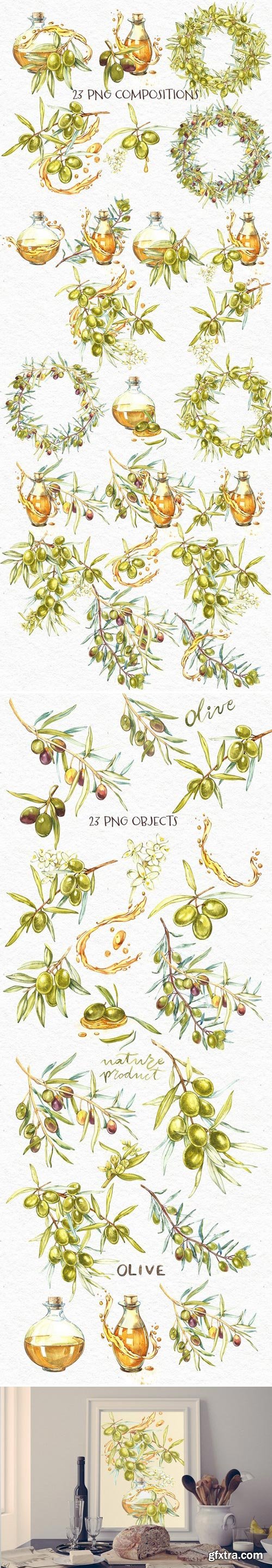 CM - Olive. Watercolor clipart 2041861