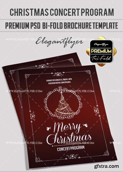 Christmas concert program V1 Premium Bi-Fold PSD Brochure Template