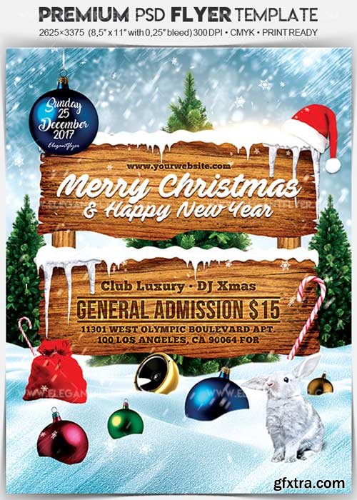 Christmas and New Year Party V24 2017 Flyer PSD Template + Facebook Cover