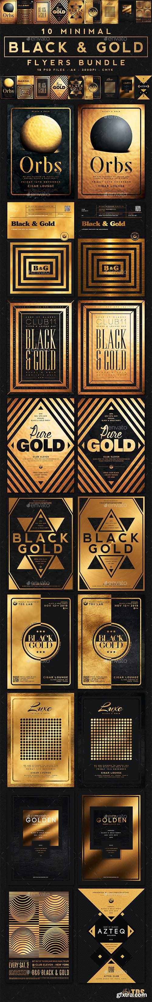 Graphicriver 10 Minimal Black and Gold Flyers Bundle 20610396