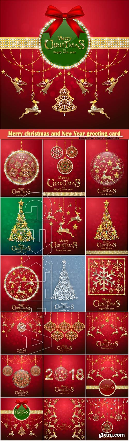 Merry christmas and New Year greeting card vector # 20