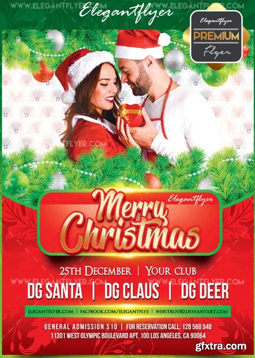 Merry Christmas V55 2017 Flyer PSD Template + Facebook Cover