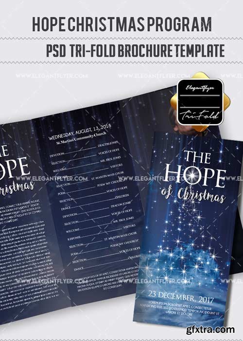 Hope Christmas Program V9 Tri-Fold PSD Brochure Template