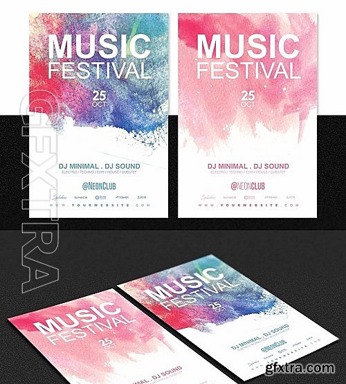 CM - 2in1 WATERCOLORS Flyer Template 2075946