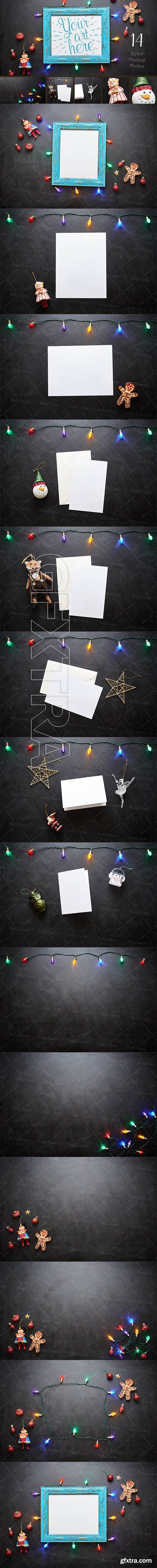 CreativeMarket - Christmas Lights Photo Mockup Bundle 2066033