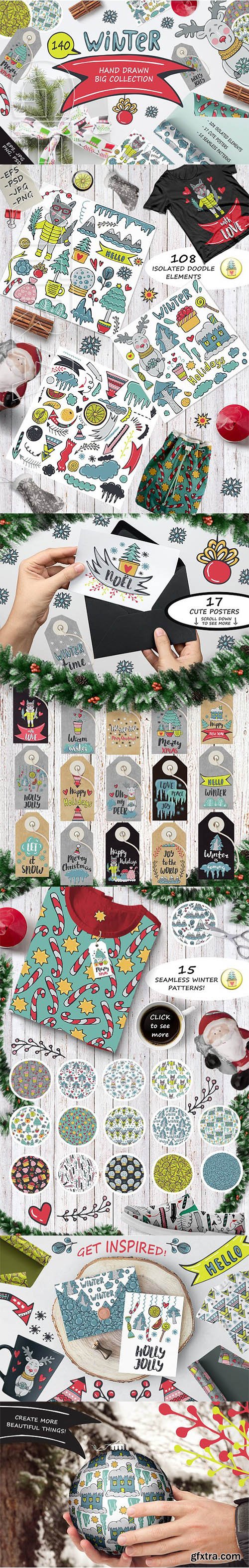 CreativeMarket - Winter Hand Drawn Big Collection 2082835