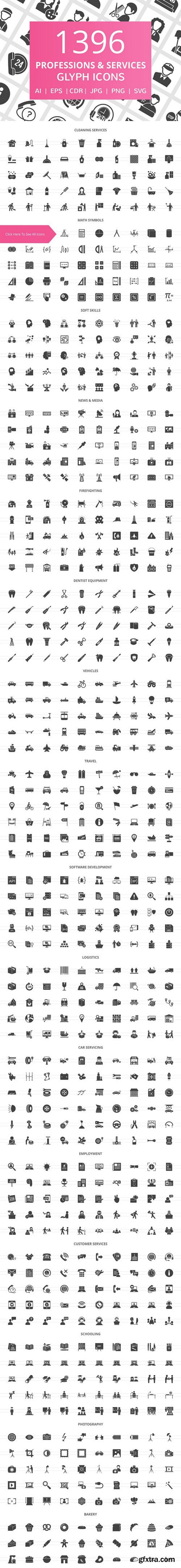 CM - 1396 Professions Glyph Icons 2041572