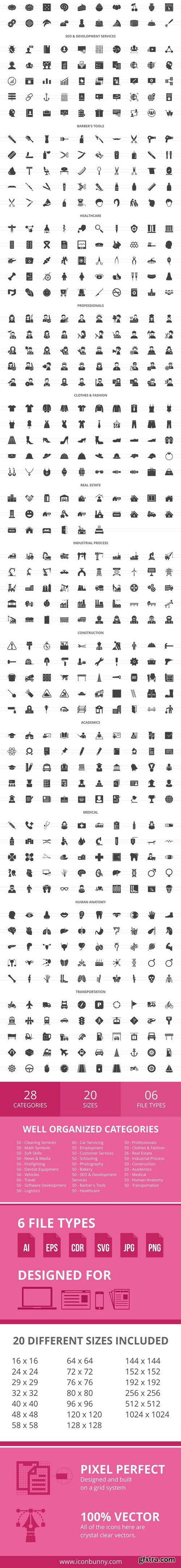 CM - 1396 Professions Glyph Icons 2041572