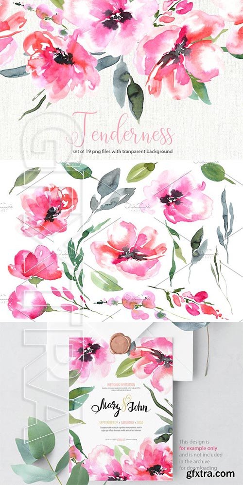 CreativeMarket - Tender watercolor purple flowers 2083744