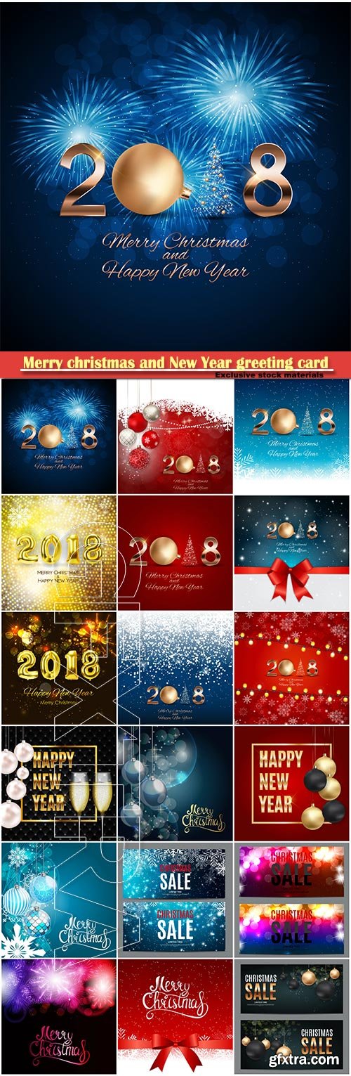 Merry christmas and New Year greeting card vector # 28