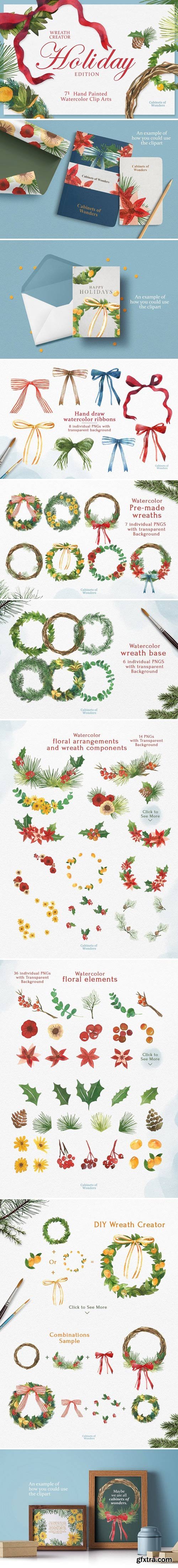 CM - Holiday Wreath Watercolor Clipart 2058570