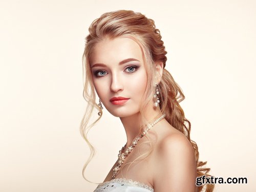 Beautiful girls with fashionable hairstyles and stylish make-up