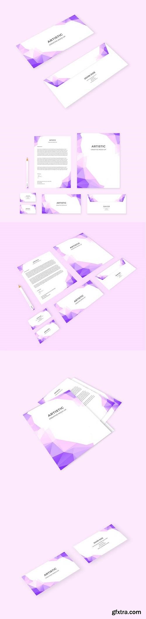 Branding Identity Mock Up - Polygon Purple