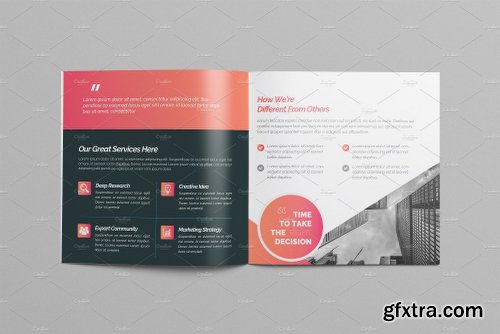 CreativeMarket Simple Square Bi-Fold Brochure 2090706