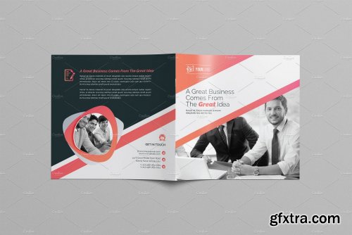 CreativeMarket Simple Square Bi-Fold Brochure 2090706