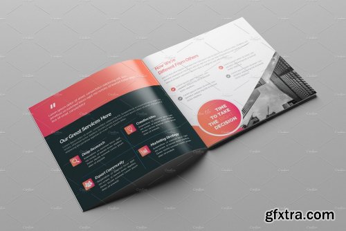 CreativeMarket Simple Square Bi-Fold Brochure 2090706