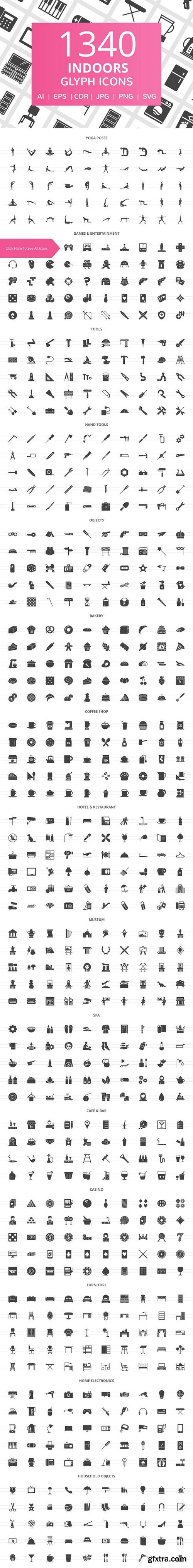 CM - 1340 Indoors Glyph Icons 2041151