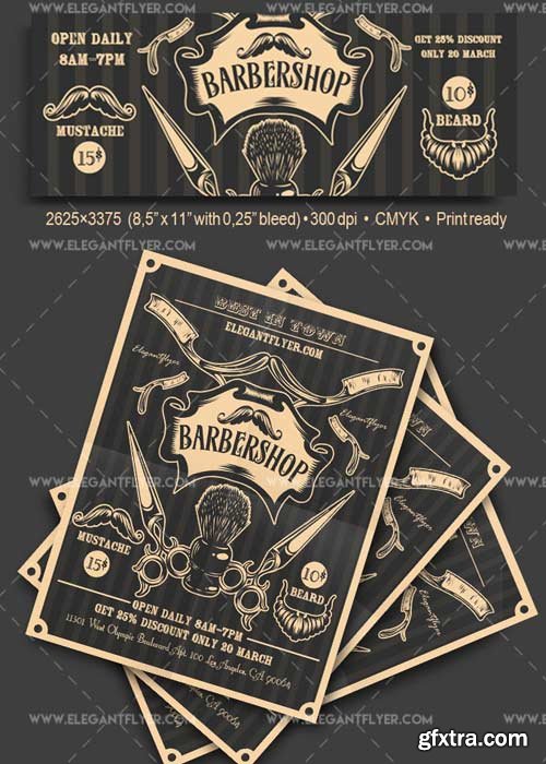 Barbershop V6 Flyer PSD Template + Facebook Cover