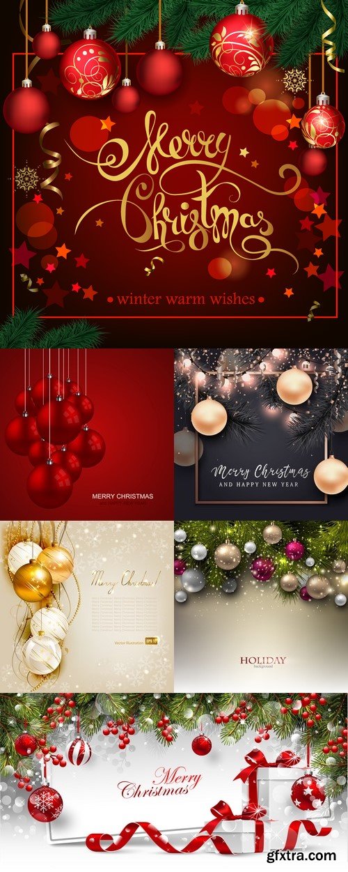 Vectors - Christmas Balls Backgrounds Set 12